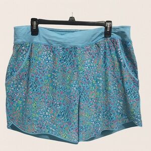 Lands' End Blue Floral High Waist Shorts